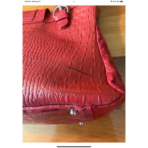 The Find Red Leather Alligator Studded Shoulder Purse Double Handles **READ** - Picture 8 of 11